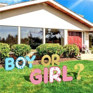 10 Pieces Gender Reveal Party Decorations Supplies Baby Shower Plastic Yard Sign